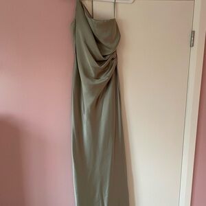 Elegant Olive Green One-Shoulder Dress